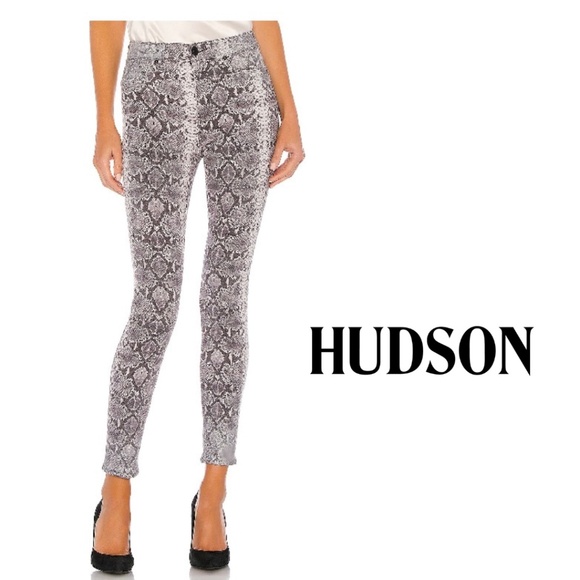 Like New Hudson Barbara High Waist Super Skinny Python Print Jean Size 25 - Picture 1 of 17